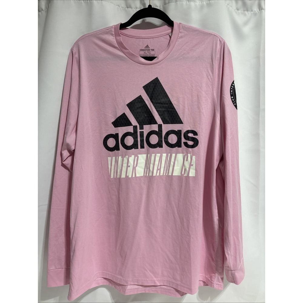 Adidas Inter Miami CF Pink Black Long Sleeve Soccer FIFA Shirt Team Apparel